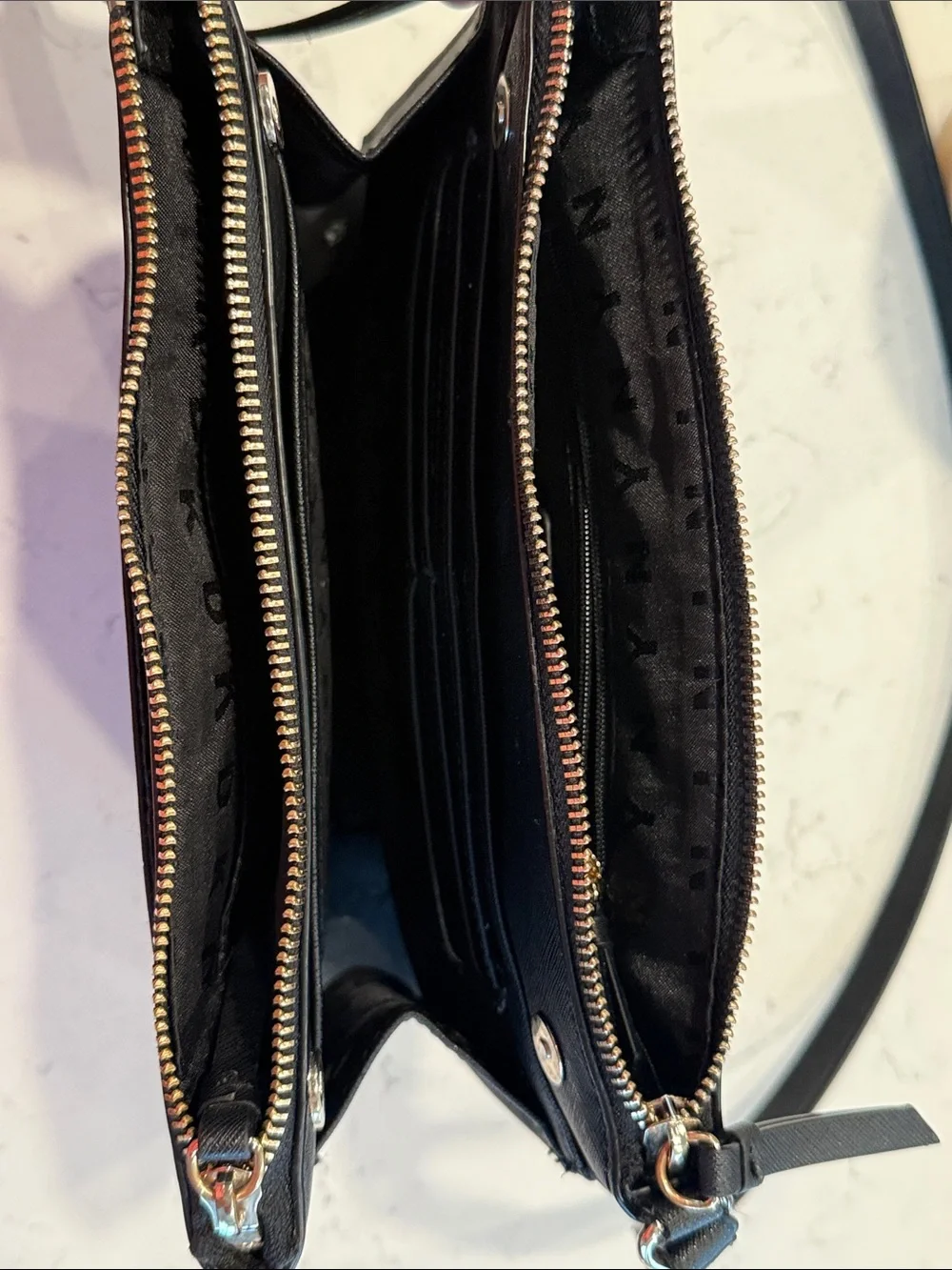 DKNY Black Leather Crossbody Belt Bag